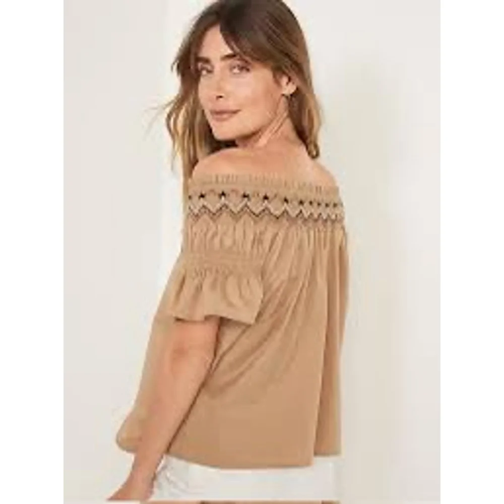 Old Navy Womens Off Shoulder Top Embroidered Boho Large - Picture 3 of 11